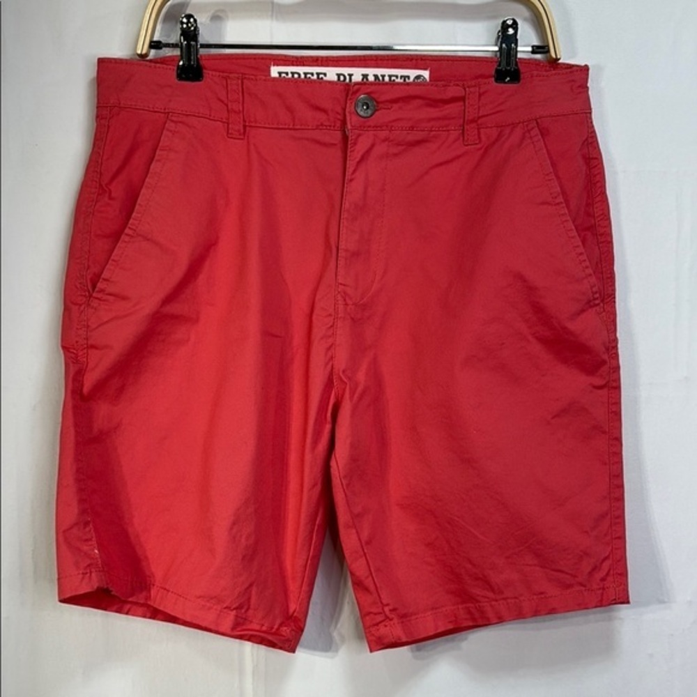 🍾Free Planet Red Flat Front Chino Shorts: